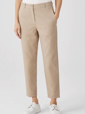Eileen Fisher Cotton Hemp Tapered Ankle Pant Chinos Size 12 Beige Breathable